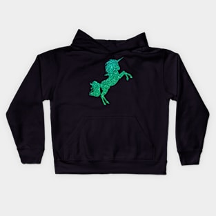 Green Ombre Faux Glitter Unicorn Kids Hoodie